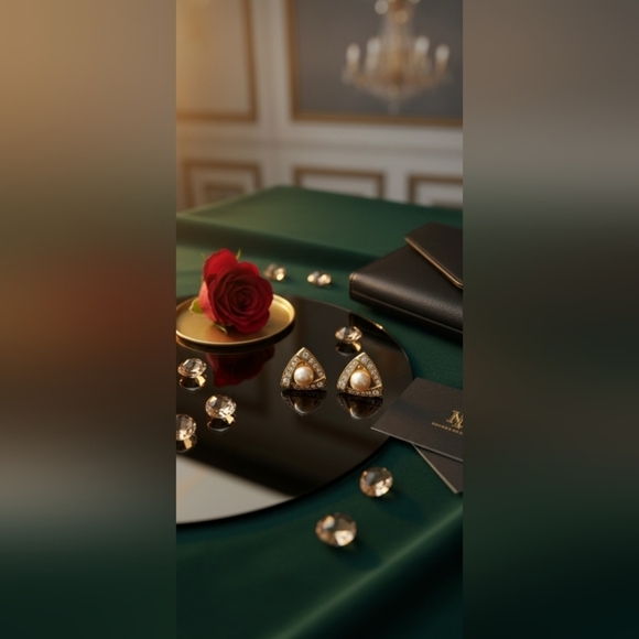 Vintage Jewelry - Vintage Gold Tone Pearl Gemstone Stud Earrings